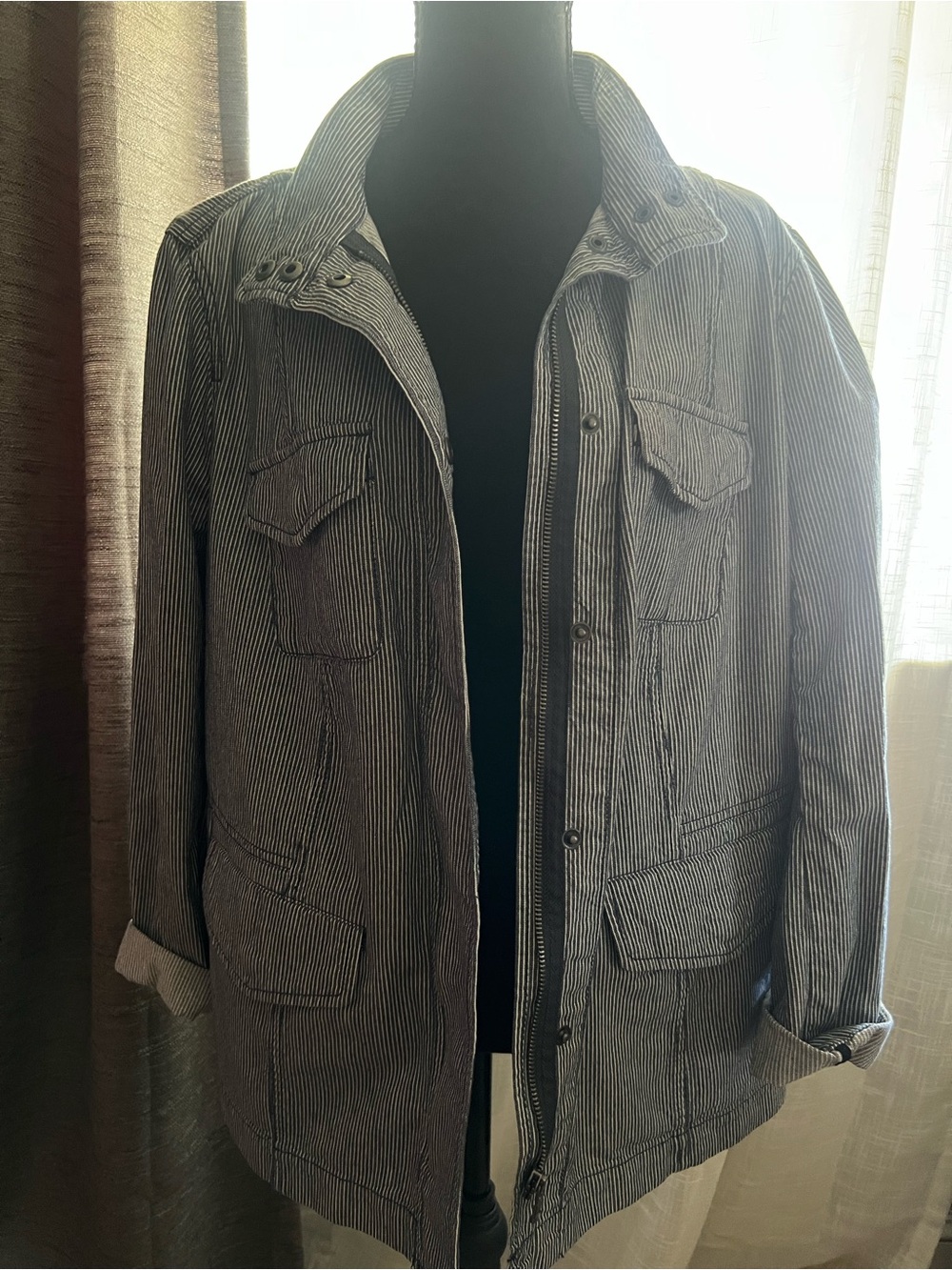 Talbots Blue and White Striped Jean-Style Jacket